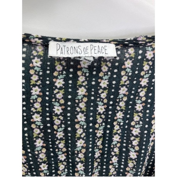 Patrons Of Peace Black Flower Power Cropped Jumpsuit Size Medium (fits like Lg) - Picture 4 of 9